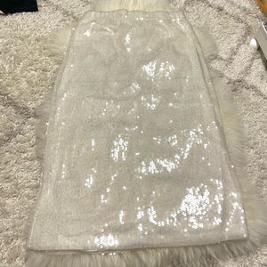 White Sequin Midi Skirt